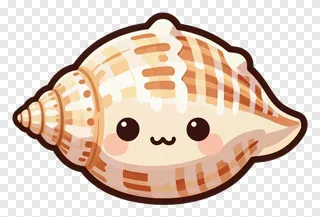 A smiling cartoon shankh conch shell with blush cheeks.