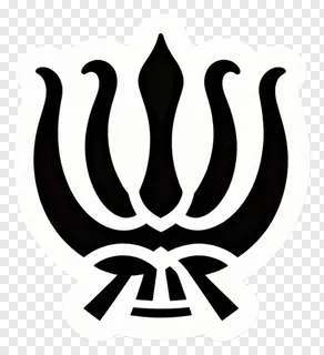 Black Khanda symbol with white outline.
