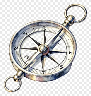 A metal compass with a needle pointing north.