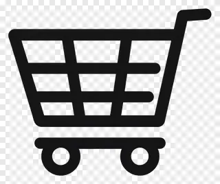 A black shopping cart icon with a minimalist design.