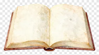 Open book with blank pages and brown cover.