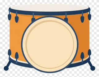An orange dhak drum with a beige drumhead.