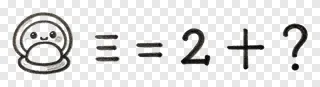 Cute cartoon character next to a pencil-drawn math equation.