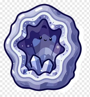 A cartoon purple crystal geode slice with a smiling face.
