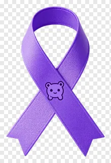 Purple awareness ribbon with a bear symbol.
