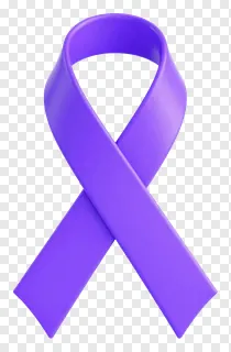A glossy purple ribbon symbol.