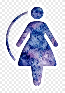 Women symbol badge with purple watercolor design.