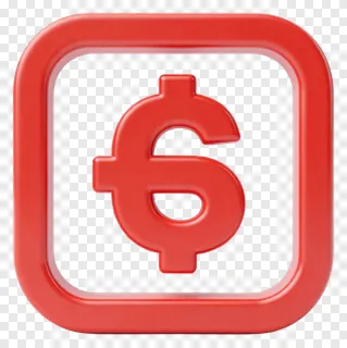 Red dollar sign icon in a rounded square.