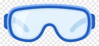 Clear safety goggles with blue frame.