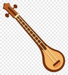 A stylized illustration of a Saraswati veena.