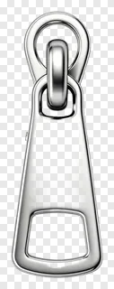 A shiny metallic zipper pull.