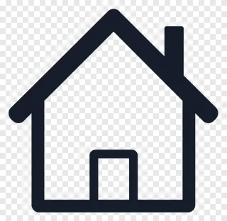 Black line drawing of a house icon