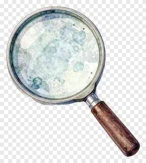 A magnifying glass with a smudged lens and wooden handle.