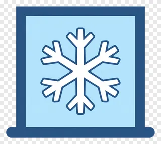Snowflake graphic on a window frame.
