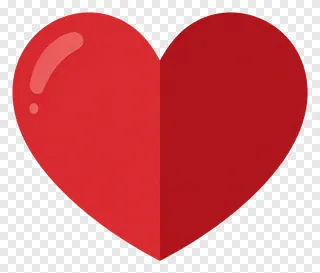 A red heart with a gradient color split.