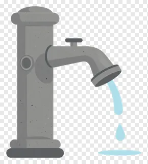 Dripping stone fountain nozzle on white background.