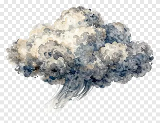A stylized storm cloud with swirling gray and white tones.