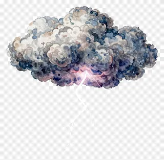 A storm cloud with lightning striking downward.