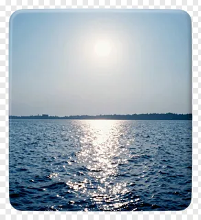 Sunlight reflecting on a calm river with a distant shoreline.