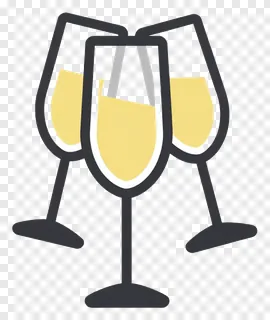 Two champagne glasses clinking in a toast.