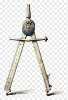 A vintage metal compass with ruler scale.