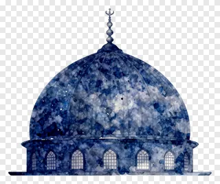 Watercolor illustration of a mosque dome with arched windows.