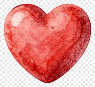 A red heart painted in watercolor style with textured details.
