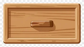 A wooden drawer with a handle.