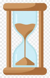 A wooden hourglass with sand flowing.