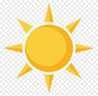 A yellow sun with pointed rays.