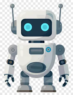 A cartoon robot with blue eyes and antenna.