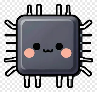 A cute cartoon microchip with a smiling face.
