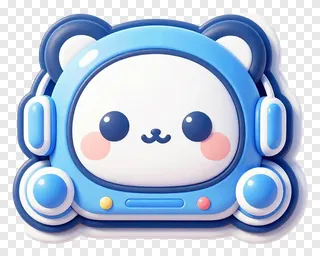 A cartoon character in a blue futuristic helmet frame.