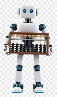 A robot holding an abacus.