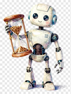 A robot holding an hourglass.