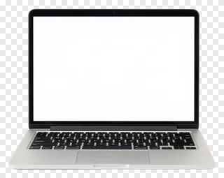 A silver laptop with a blank screen.