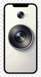 Phone rear view showing stylized camera resembling a vinyl disc.