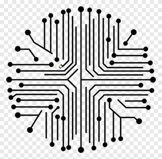 Abstract circuit pattern with interconnected lines and nodes.