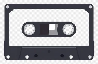 Flat illustration of a vintage cassette tape case.