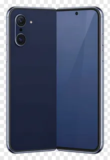 A blue foldable smartphone partially open.