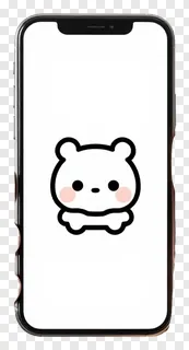 A smartphone showing a cartoon bear on its screen.