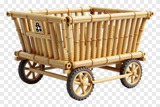 A bamboo cart with wheels for mountain trails.