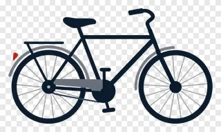A black bicycle with a red brake lever.