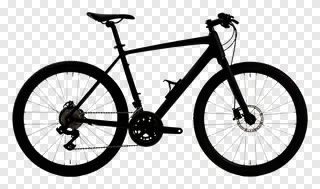 Black mountain bike silhouette on white.