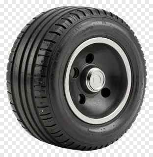 A black rubber toy car wheel with a metal center.