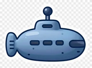 A blue cartoon submarine with a periscope.