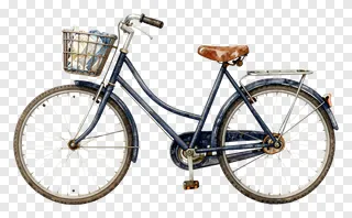 Vintage blue bicycle with front basket.