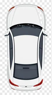 Top view of a white vehicle with red taillights.