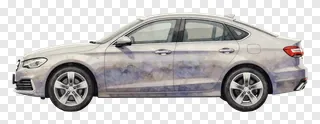 Sleek sedan with watercolor gradient finish.
