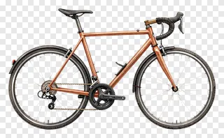 A bicycle with a copper pipe frame.